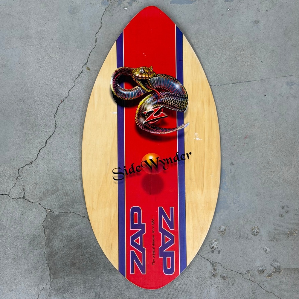 Zap SideWynder Skimboard 39" Snake Graphic Wood Skim Board Surf Beach Vintage